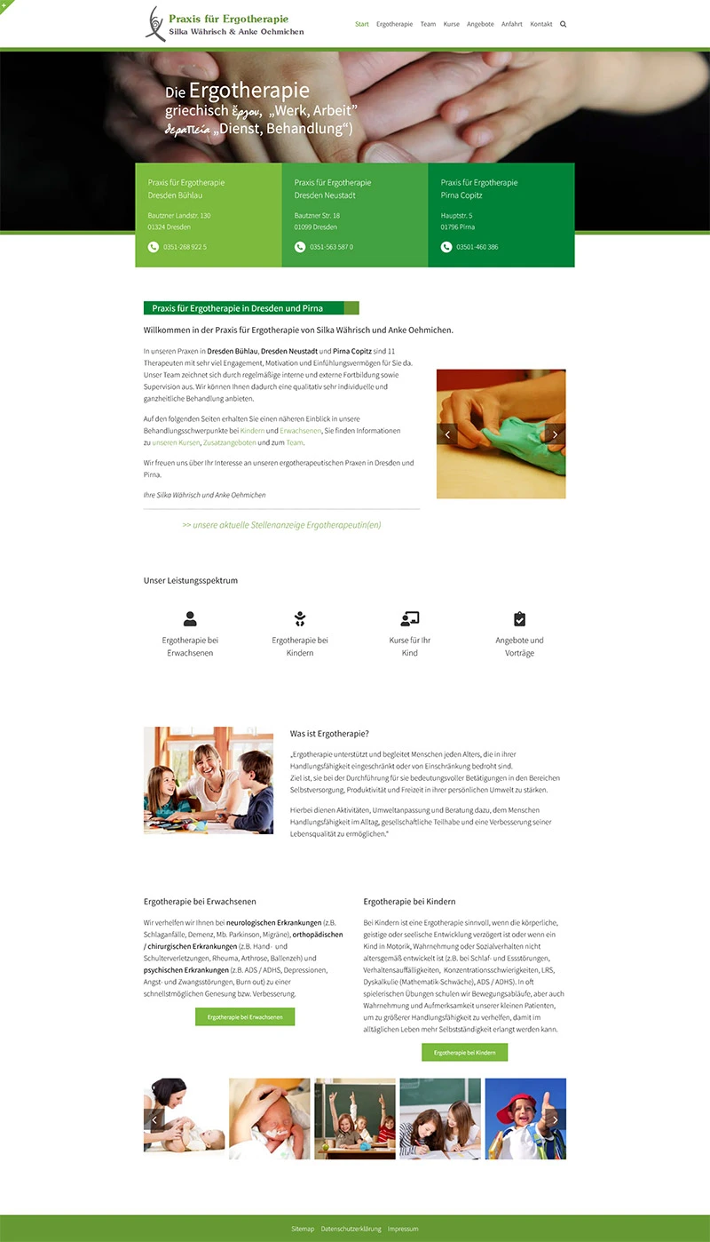 Ergotherapie Dresden - Screenshot Fullsize Startseite