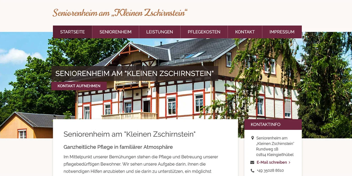 Seniorenheim am "Kleinen Zschirnstein" - Screenshot Desktop