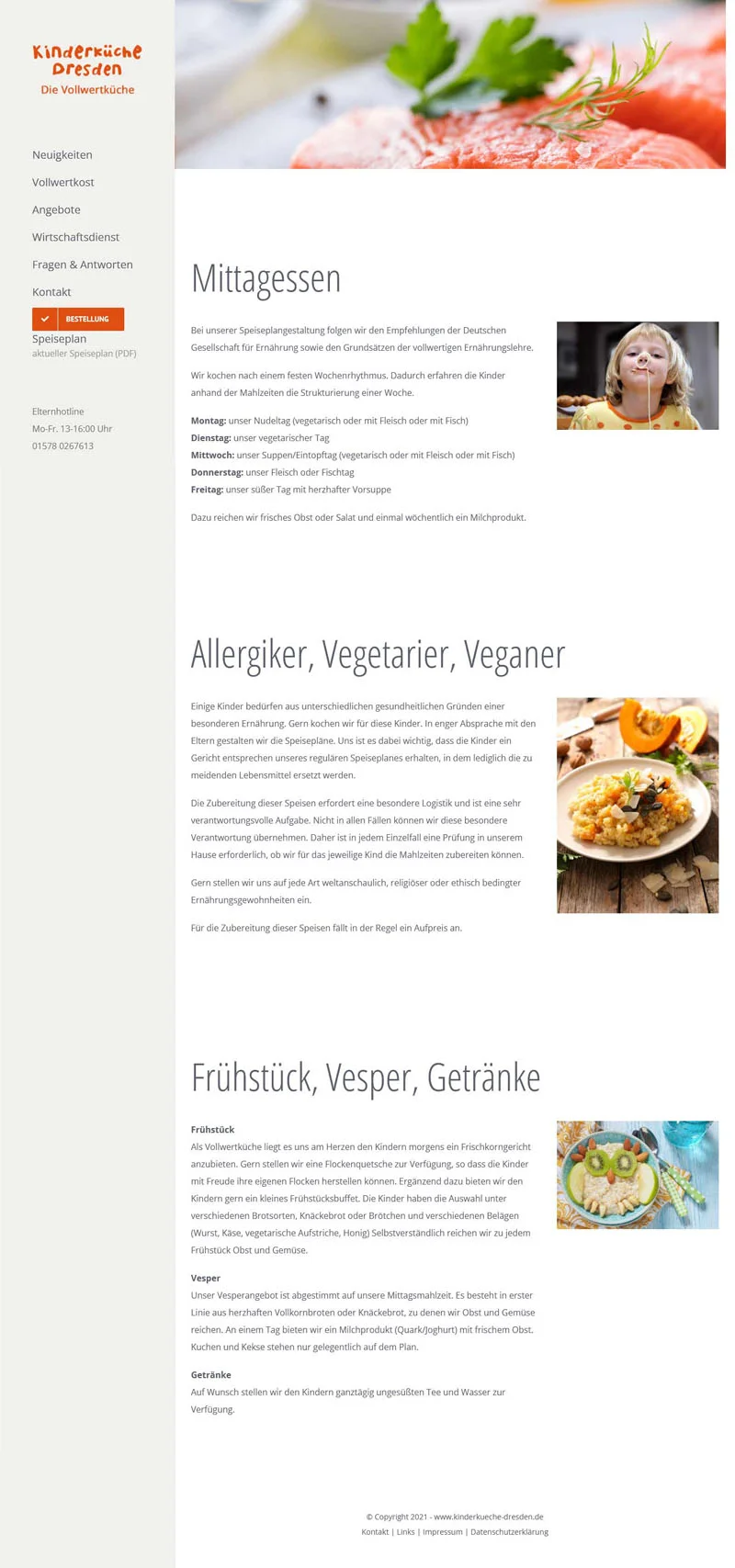 Kinderküche Dresden - Screenshot Fullsize Unterseite