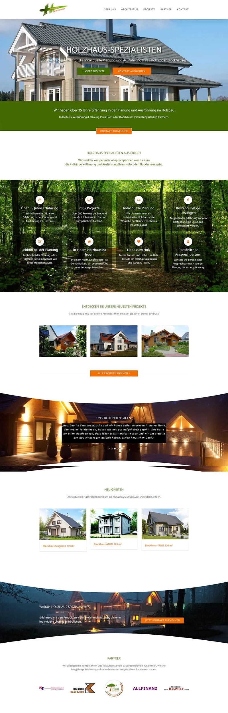 Die Holzhaus Spezialisten – Screenshot Fullsize Startseite Die Holzhaus-Spezialisten - Screenshot Fullsize Startseite