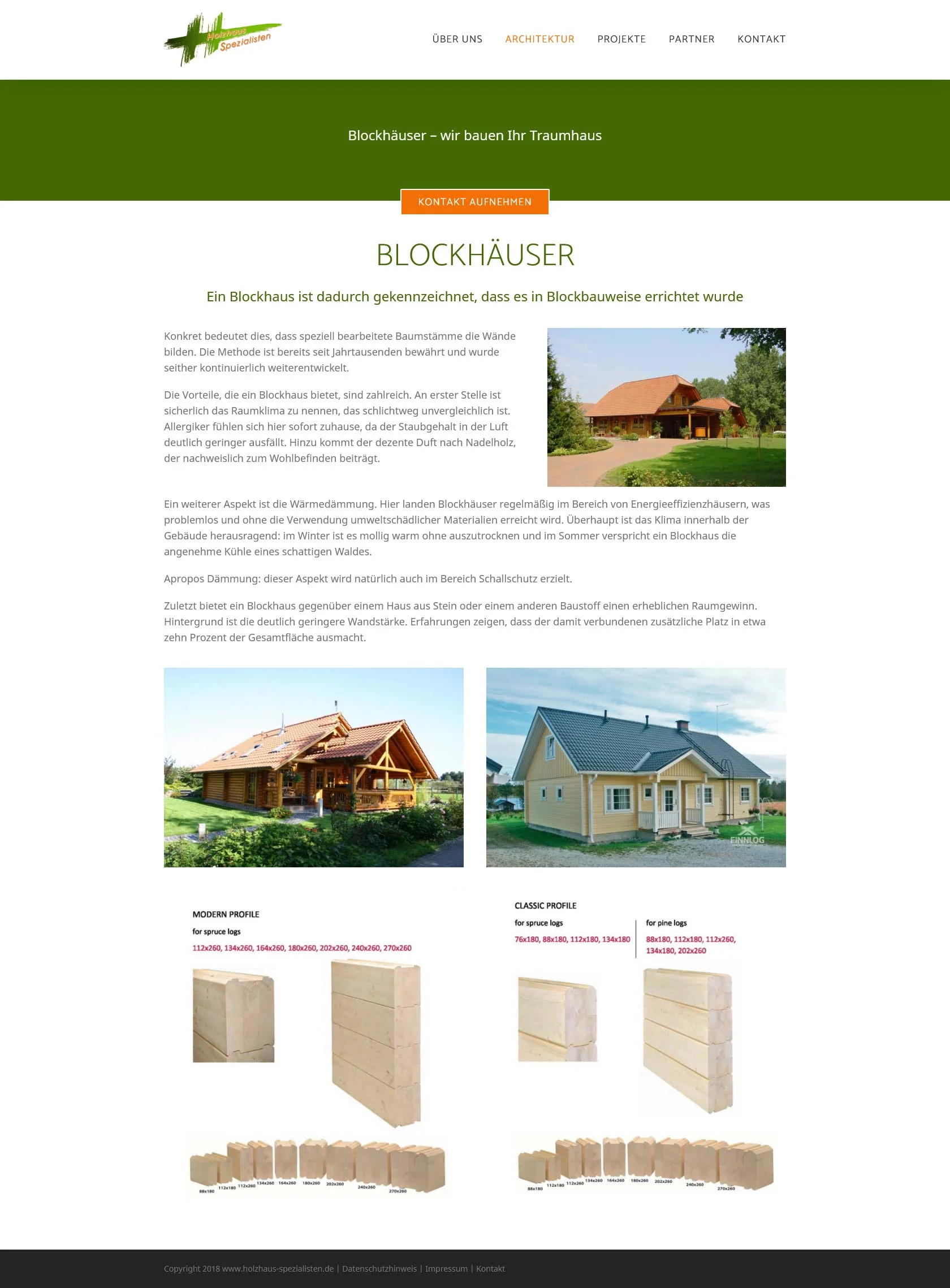 Die Holzhaus Spezialisten – Screenshot Fullsize Unterseite Die Holzhaus-Spezialisten - Screenshot Fullsize Unterseite