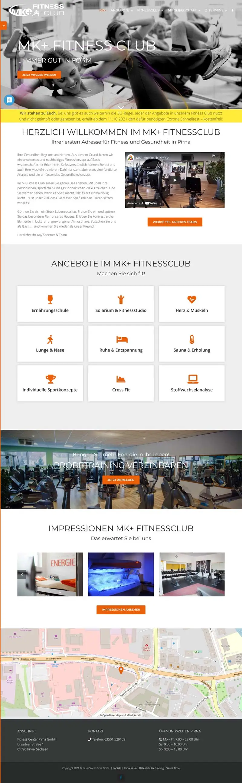 MK Fitnessclub Pirna - Screenshot Fullsize Startseite