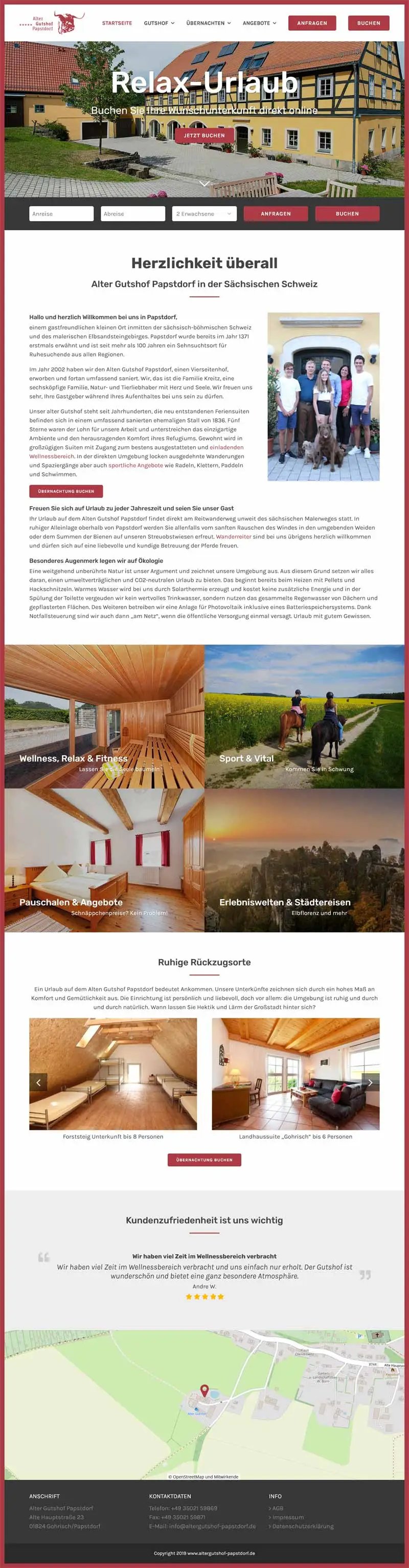 Alter Gutshof Papstdorf - Screenshot Fullsize Startseite
