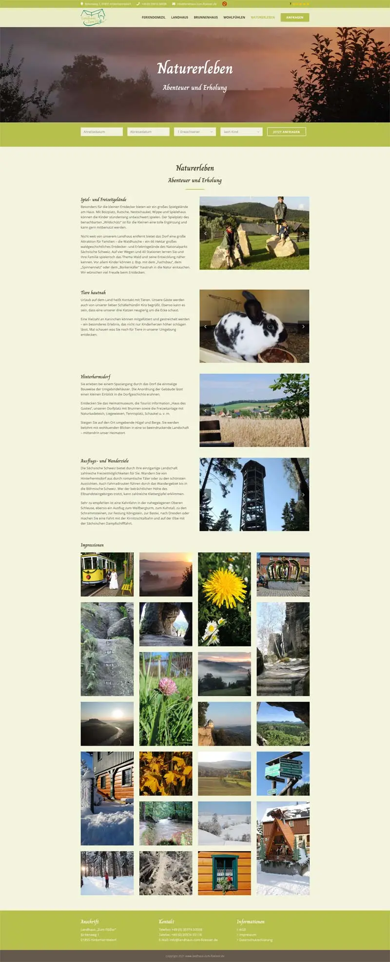 Landhaus „Zum Flößer“ - Screenshot Fullsize Unterseite