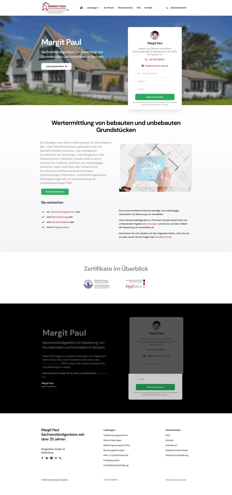 Sachverständigenbüro Margit Paul - Screenshot Fullsize Startseite