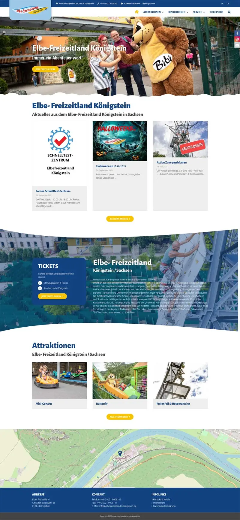 Elbe- Freizeitland Königstein - Screenshot Fullsize Startseite