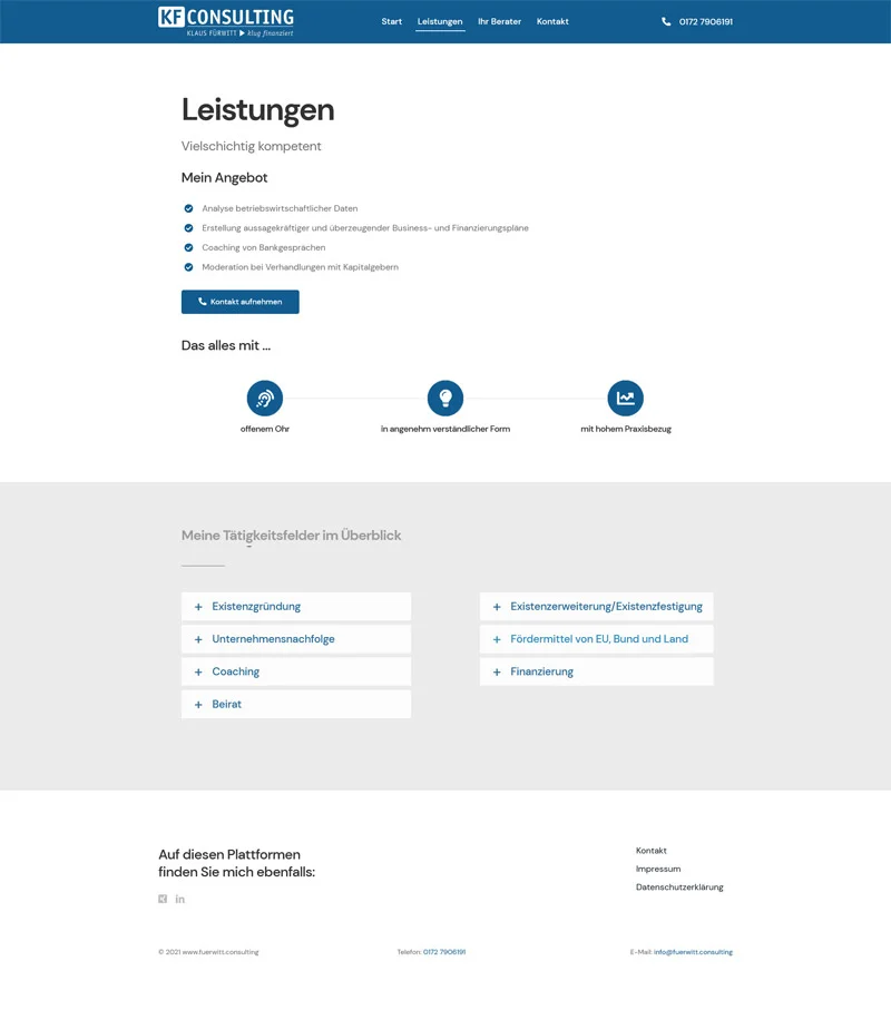KF Consulting - Screenshot Fullsize Unterseite
