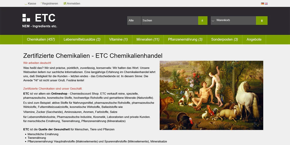 Onlineshop ETC Chemikalienhandel