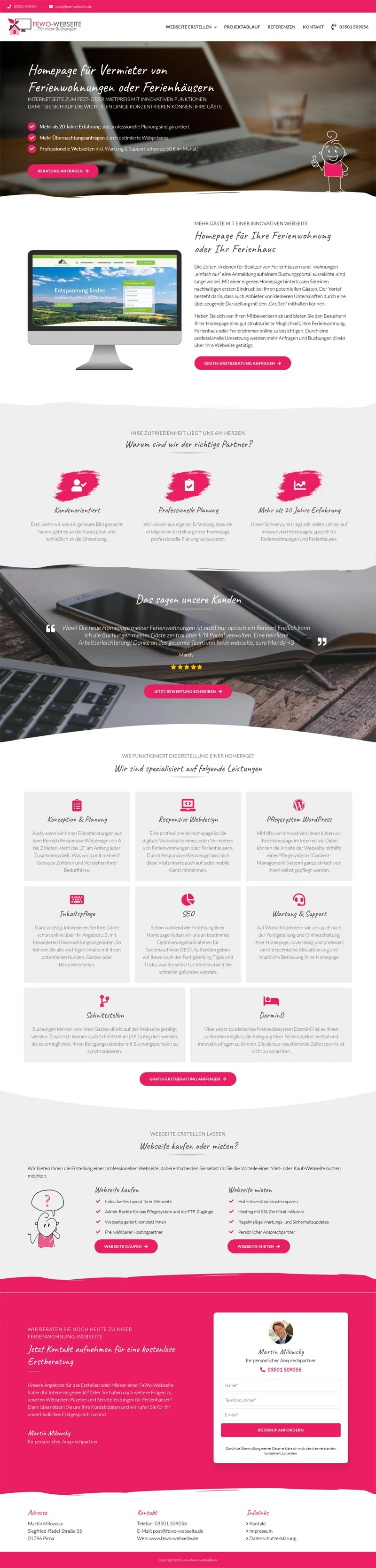 Fewo-Webseite - Screenshot Fullsize Startseite