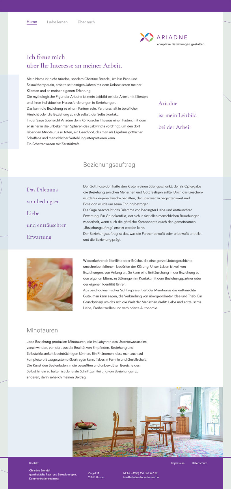 Ariadne Paar- und Sexualtherapie – Screenshot Fullsize Startseite Ariadne - Screenshot Fullsize Startseite