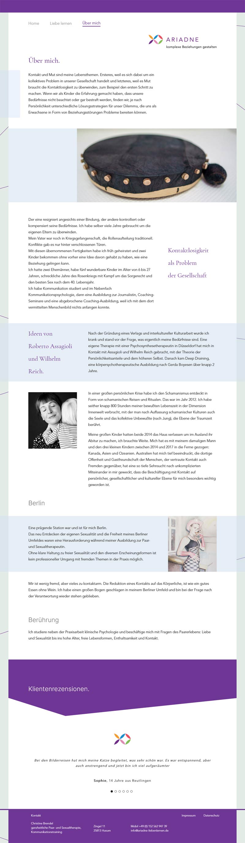 Ariadne Paar- und Sexualtherapie – Screenshot Fullsize Unterseite Ariadne - Screenshot Fullsize Unterseite