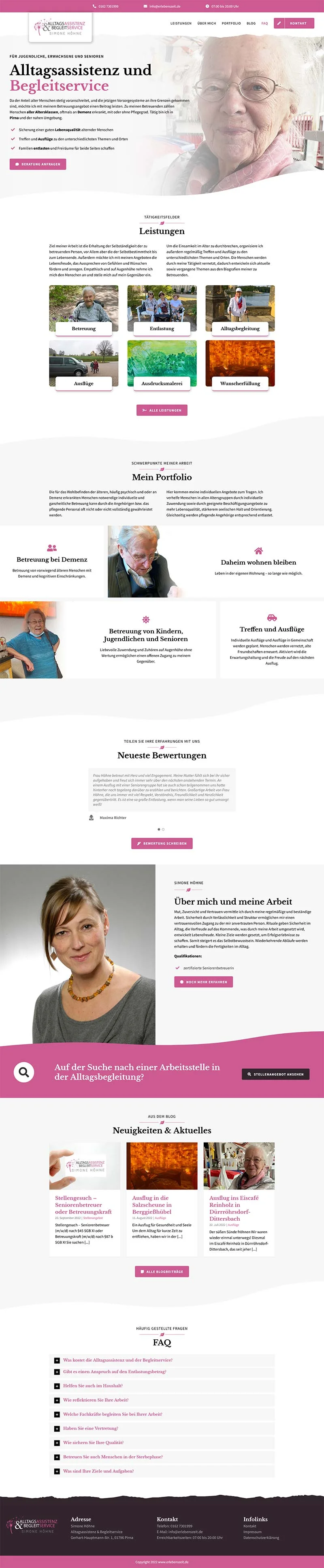 Alltagsassistenz & Begleitservice Simone Höhne - Screenshot Fullsize Startseite