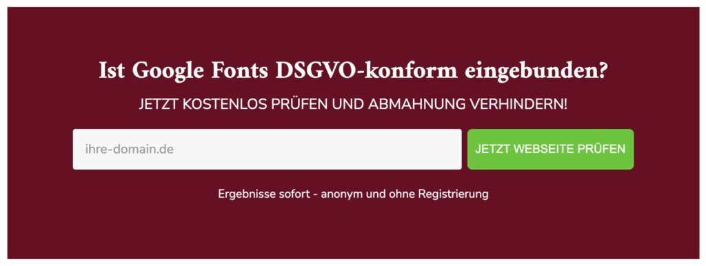 Google Fonts & Analytics Webseiten Check