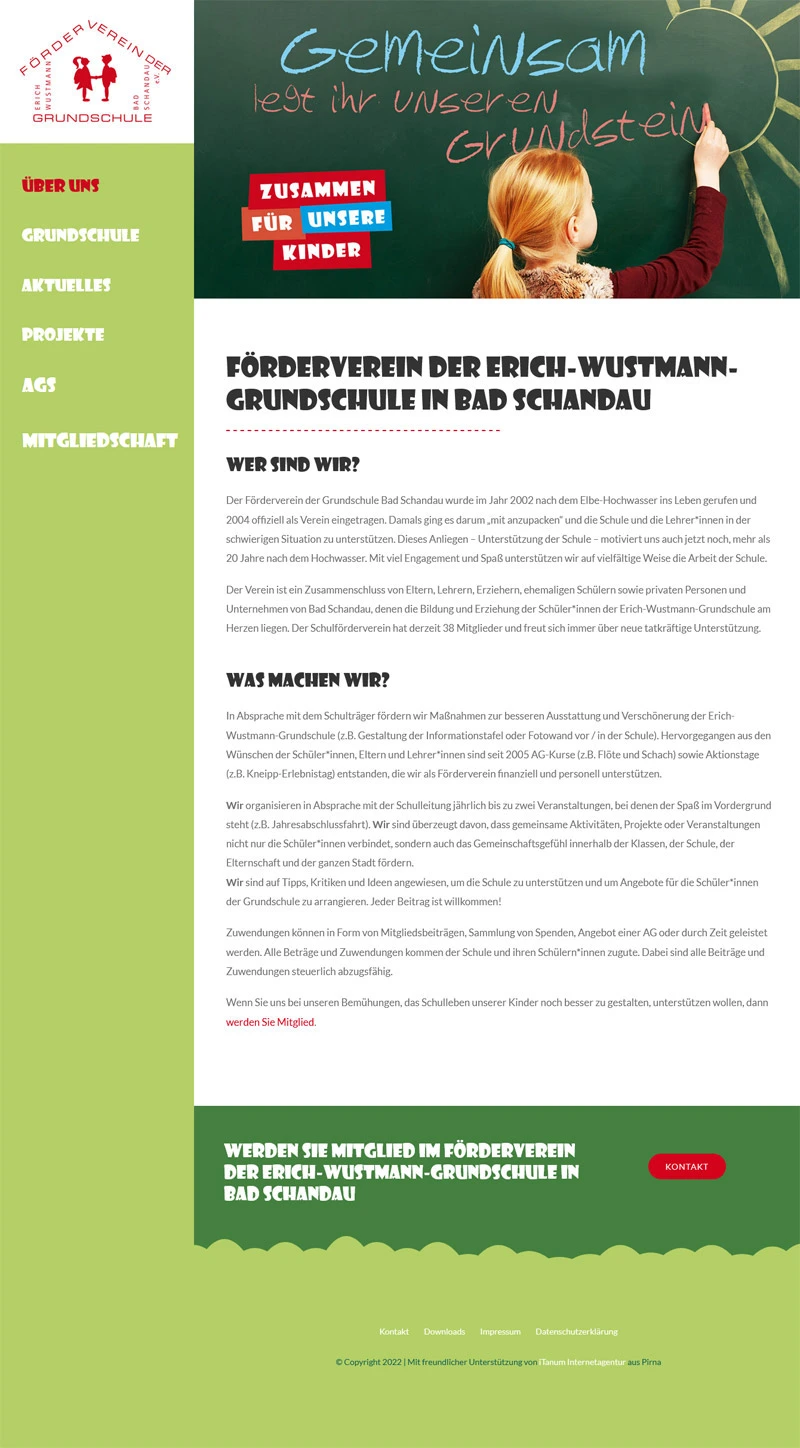 Förderverein Grundschule Bad Schandau - Screenshot Fullsize Startseite
