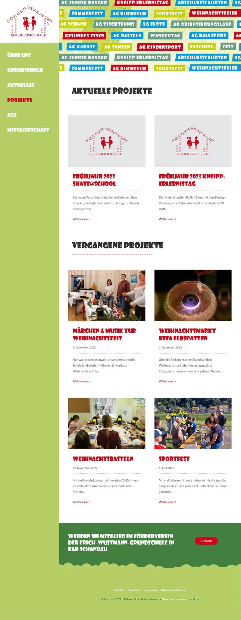 Förderverein Grundschule Bad Schandau - Screenshot Fullsize Unterseite