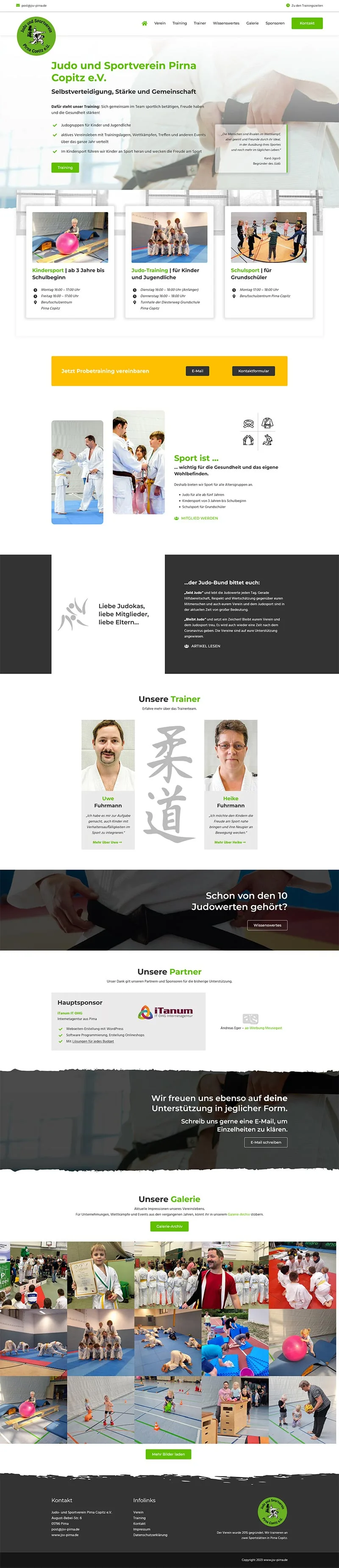 Judo und Sportverein Pirna Copitz e.V. - Screenshot Fullsize Startseite