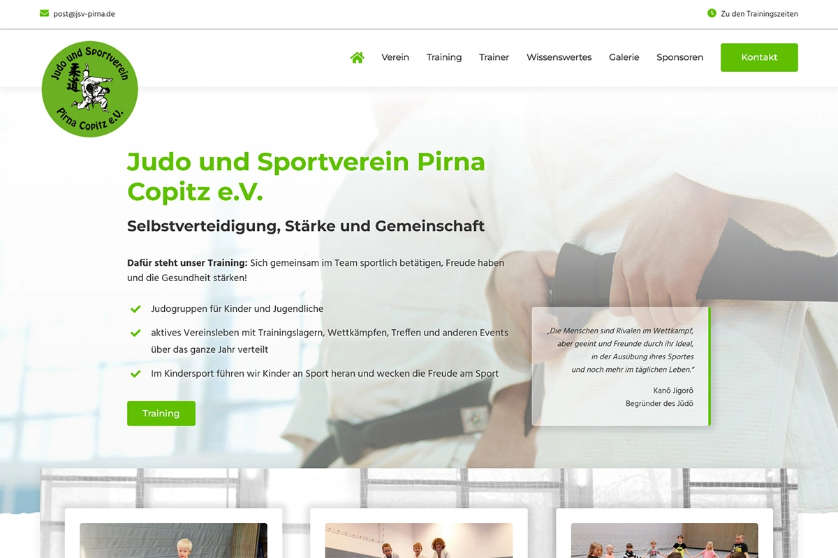 iTanum Internetagentur aus Pirna - Referenz - Judo- und Sportverein Pirna Copitz e.V. - Screenshot Desktop