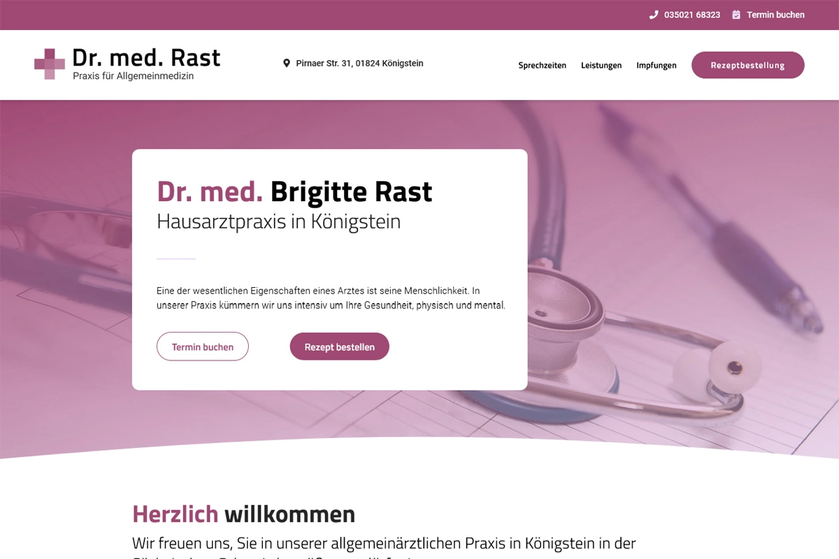 iTanum Internetagentur aus Pirna - Hausarztpraxis Dr. Rast aus Königstein - Screenshot Desktop - Blog