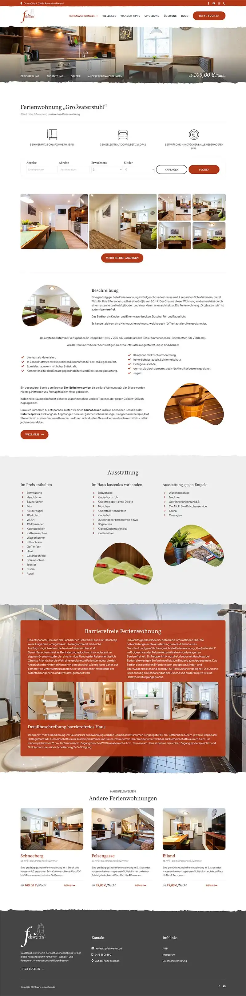 Ferienhaus Felswelten - Screenshot Fullsize Unterseite