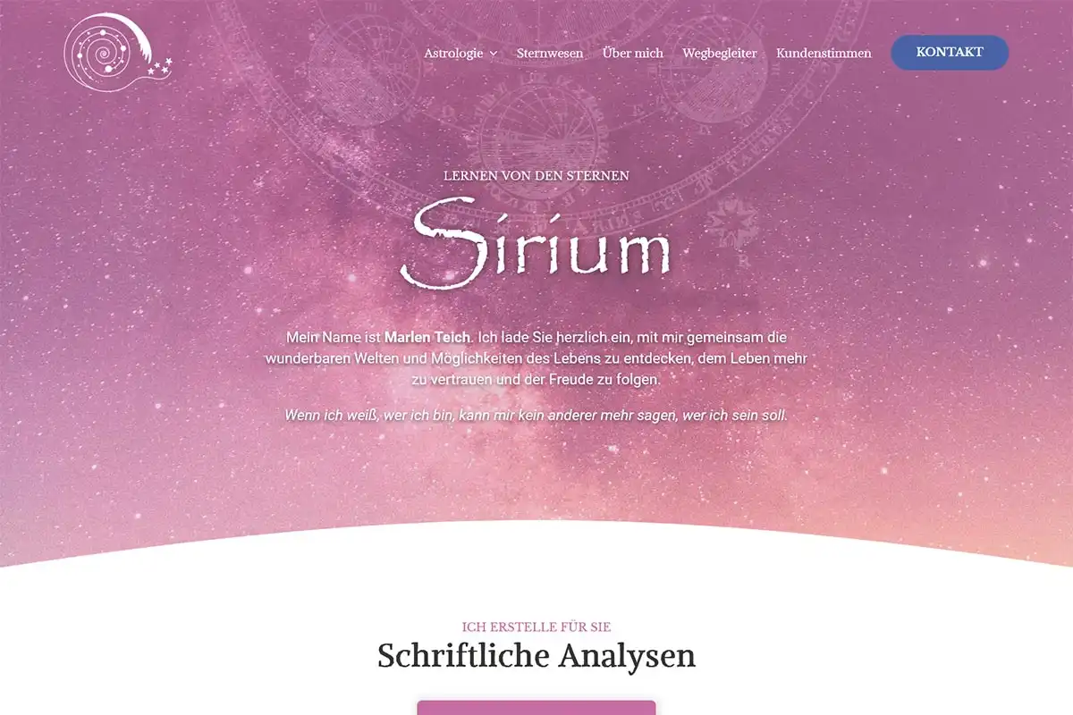 iTanum Internetagentur aus Pirna - Sirium - Lernen von den Sternen - Screenshot Desktop - Blog