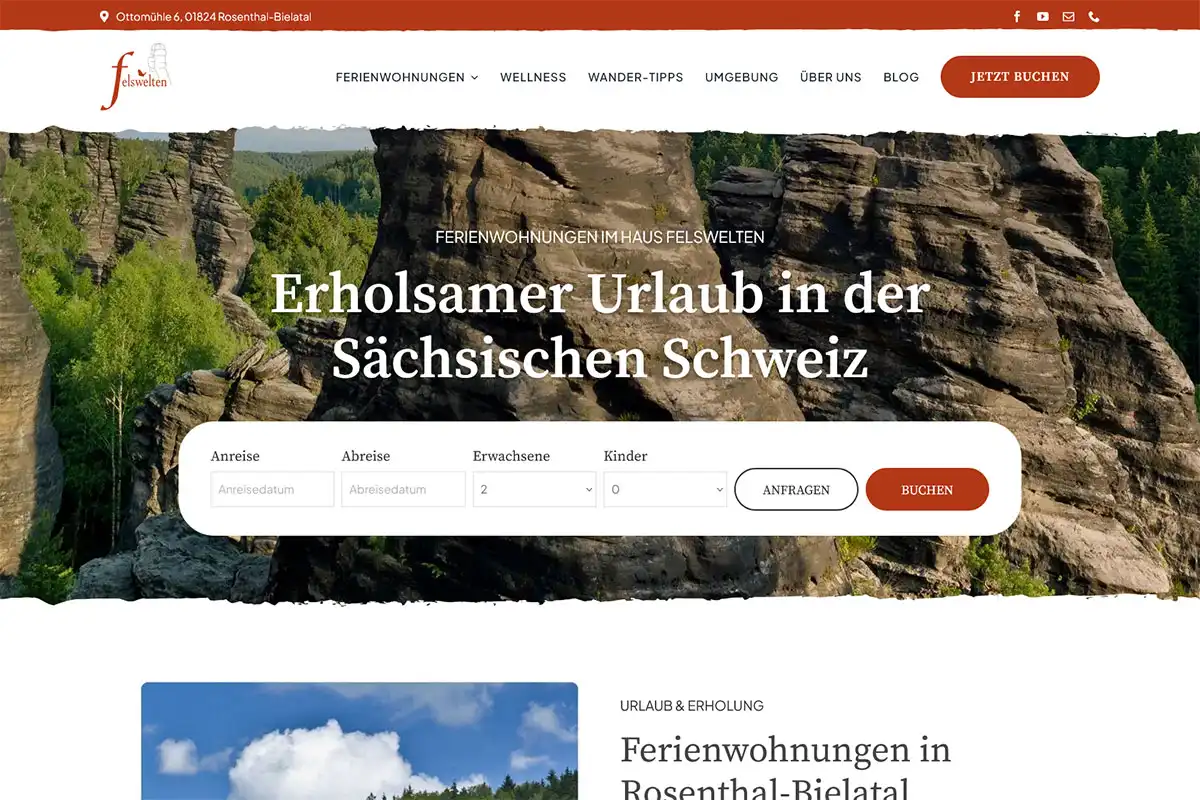 iTanum Internetagentur aus Pirna - Ferienhaus Felswelten aus Rosenthal Bielatal - Screenshot Desktop - Blog