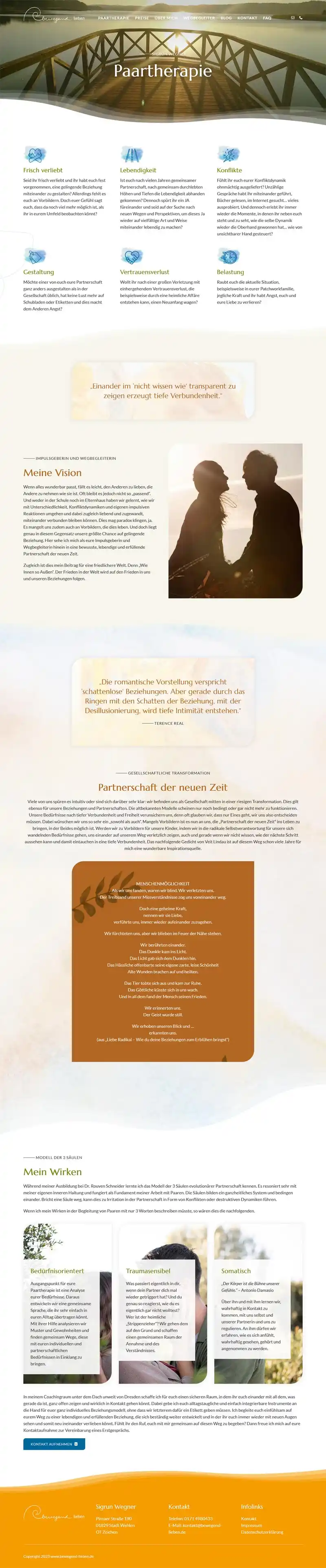 Bewegend lieben - Paartherapie mit Sigrun Wegner - Screenshot Fullsize Unterseite