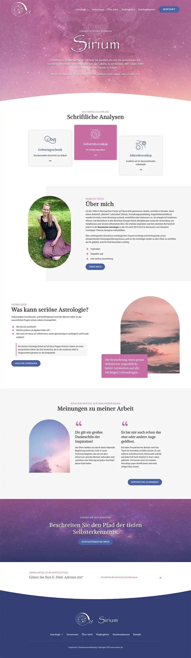 iTanum Internetagentur aus Pirna – Sirium – Lernen von den Sternen – Screenshot Fullsize Startseite Sirium - Screenshot Fullsize Home page