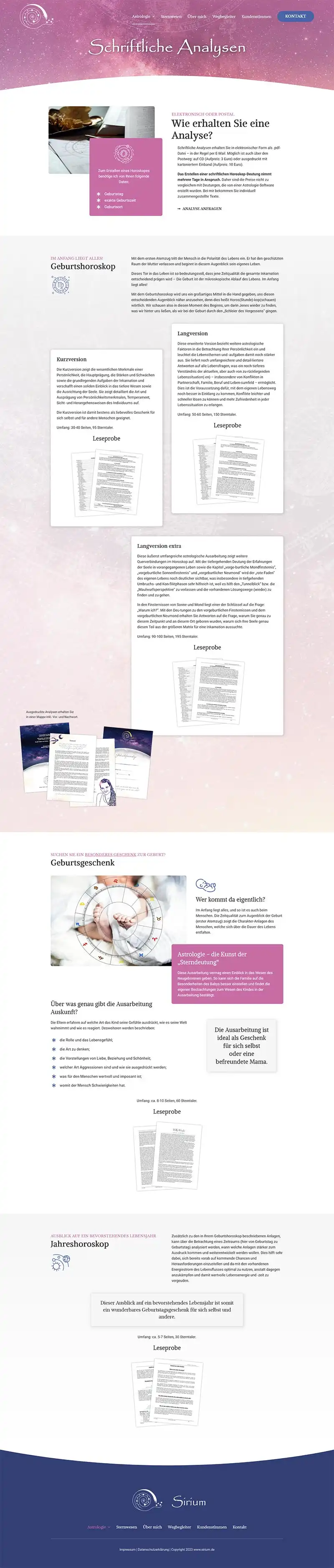 iTanum Internetagentur aus Pirna – Sirium – Lernen von den Sternen – Screenshot Fullsize Unterseite Sirium - Screenshot Fullsize Subpage