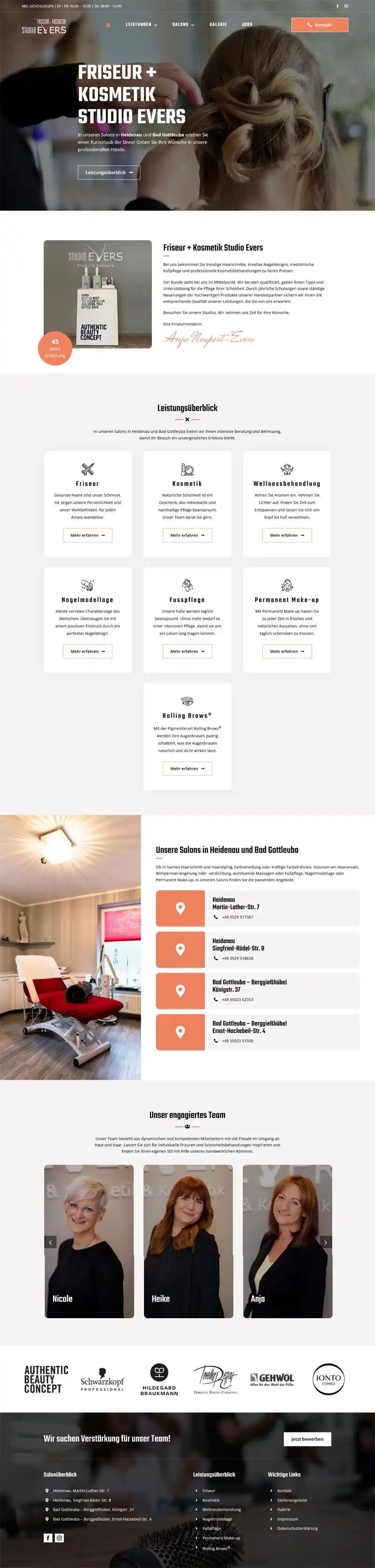 Studio Evers Friseur + Kosmetik - Screenshot Fullsize Startseite