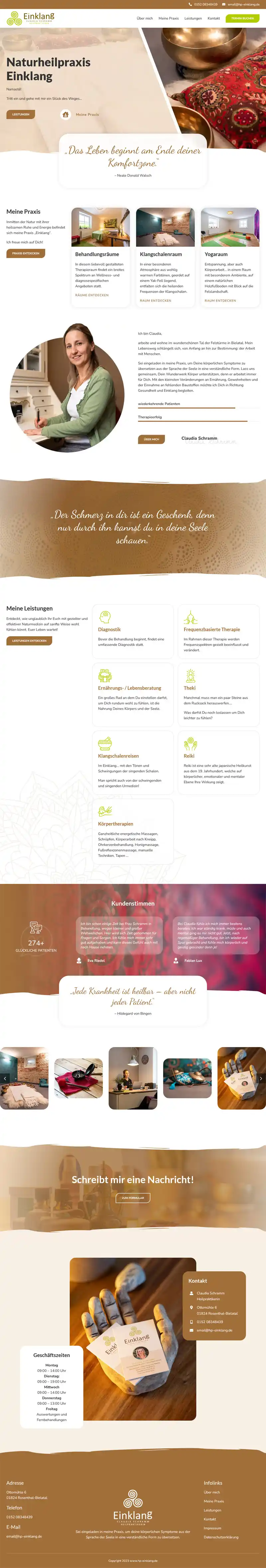 iTanum Internetagentur aus Pirna – Referenz – Naturheilpraxis Einklang von Claudia Schramm – Screenshot Fullsize Startseite Naturheilpraxis Einklang aus Rosenthal-Bielatal - Claudia Schramm - Screenshot Fullsize Startseite