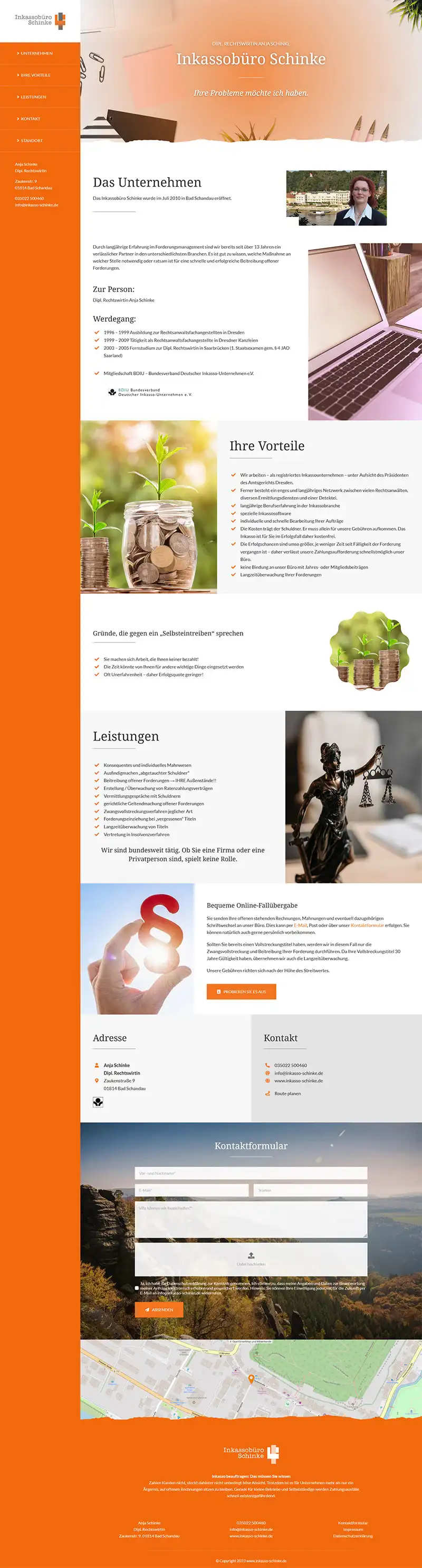 Schinke Debt collection agency from Bad Schandau - Screenshot Fullsize Home page