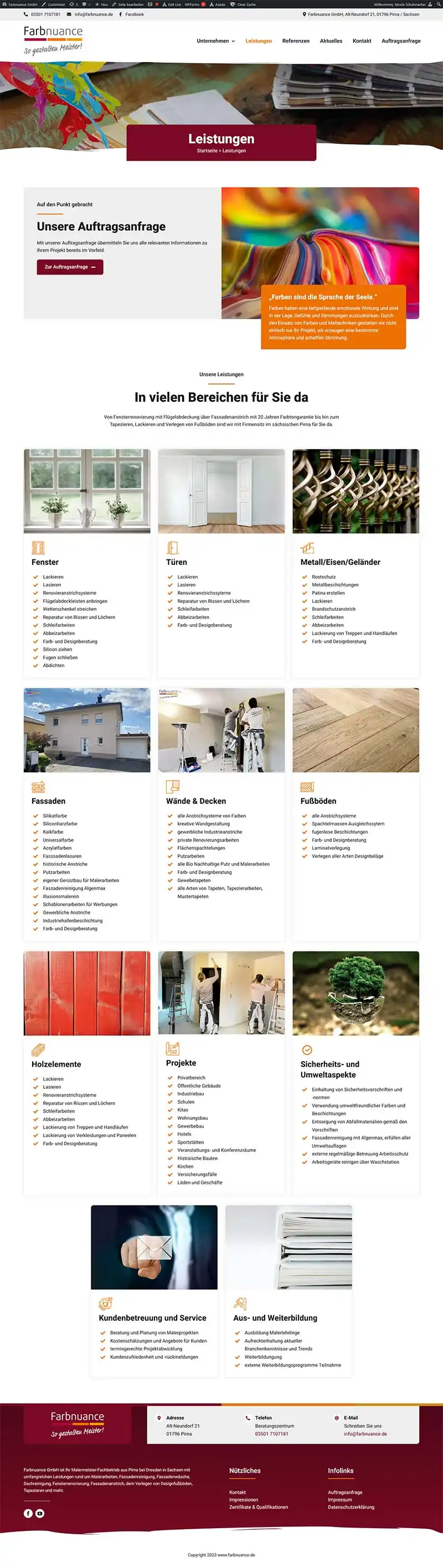 Farbnuance GmbH - Screenshot Fullsize Unterseite