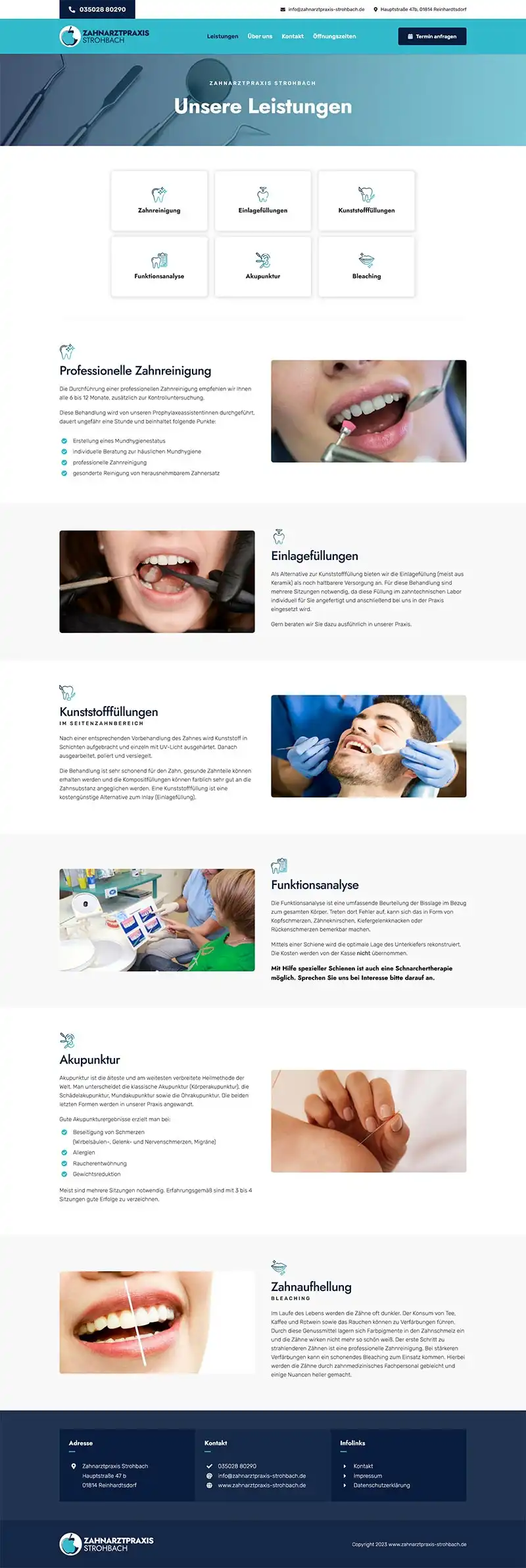 Zahnarztpraxis Strohbach - Screenshot Fullsize Unterseite