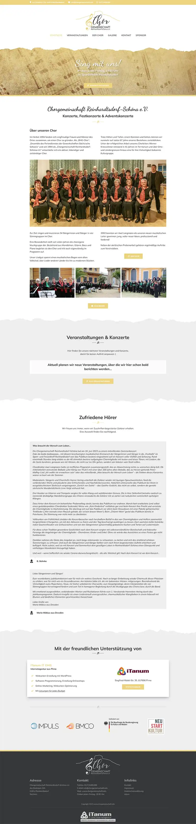 Chorgemeinschaft Reinhardtsdorf-Schöna e.V. - Screenshot Fullsize Startseite