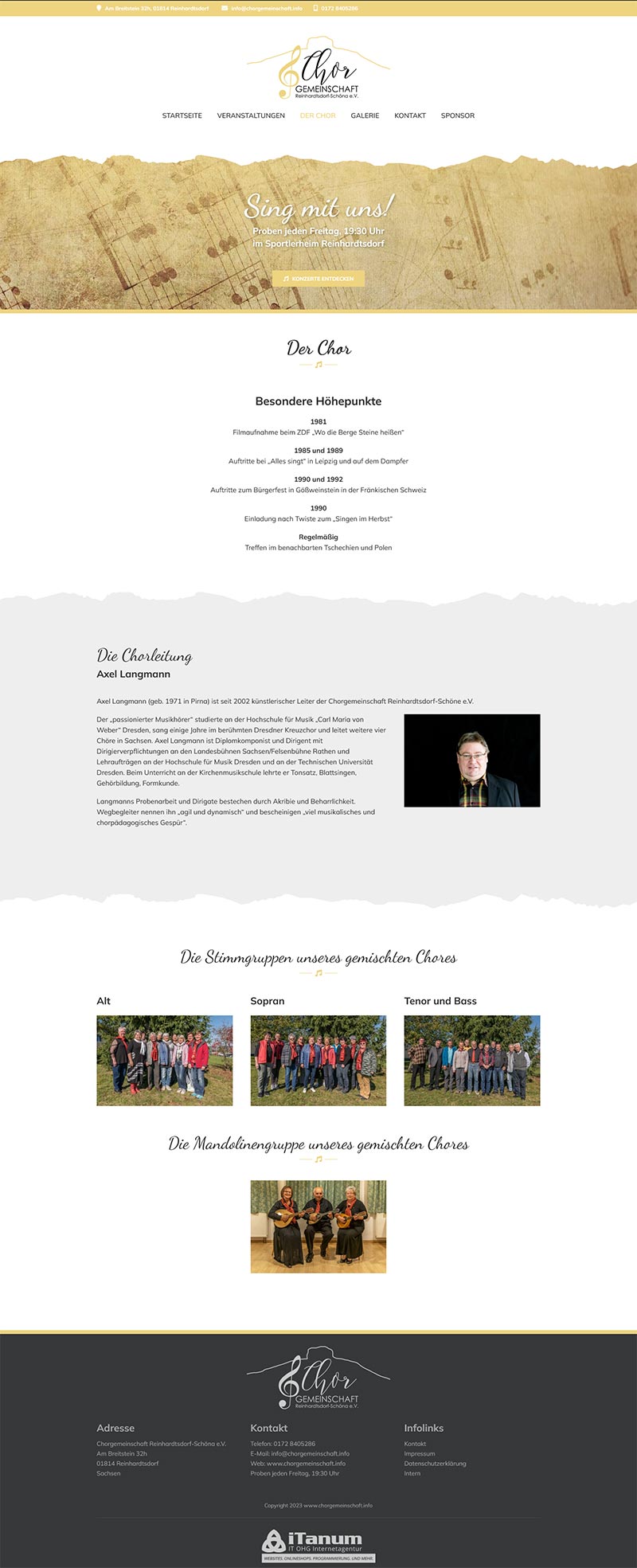 Chorgemeinschaft Reinhardtsdorf-Schöna e.V. - Screenshot Fullsize Unterseite