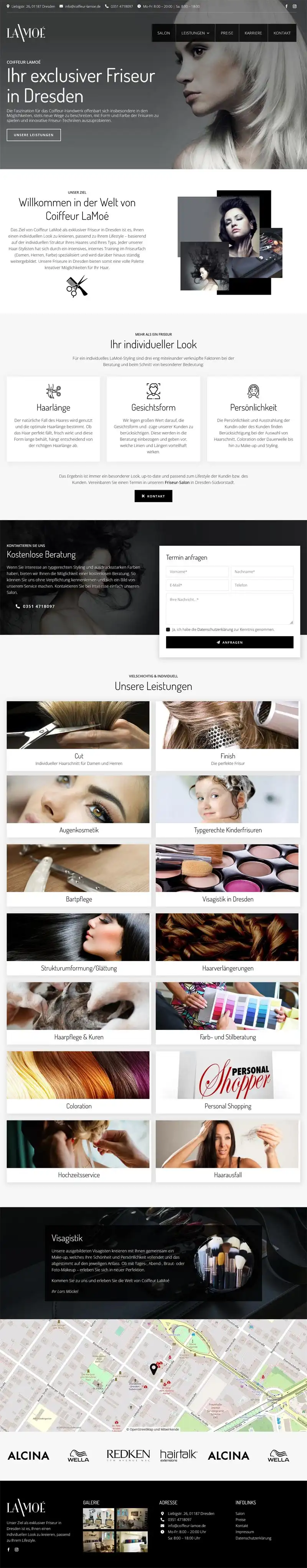 Coiffeur LaMoé - Screenshot Fullsize Homepage