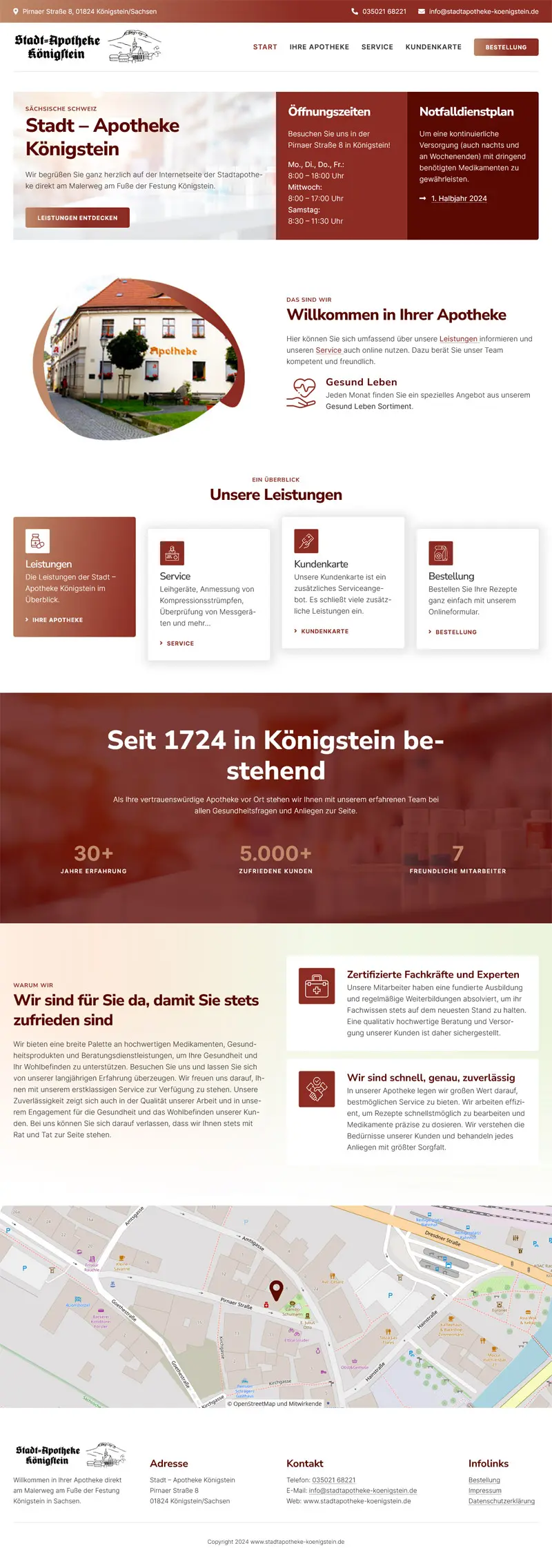 Stadtapotheke Königstein - Screenshot Fullsize Startseite