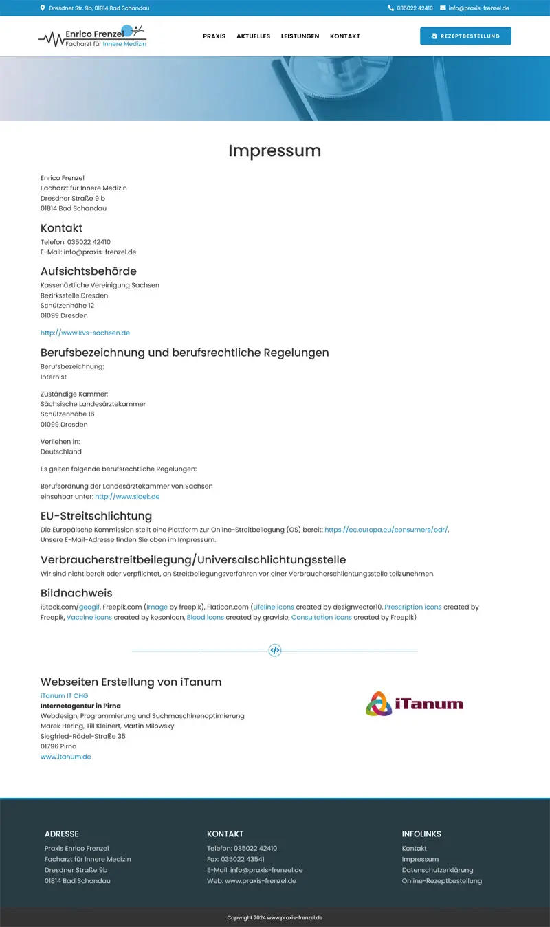 Praxis Enrico Frenzel – Screenshot Fullsize Unterseite Praxis Enrico Frenzel - Screenshot Fullsize Unterseite