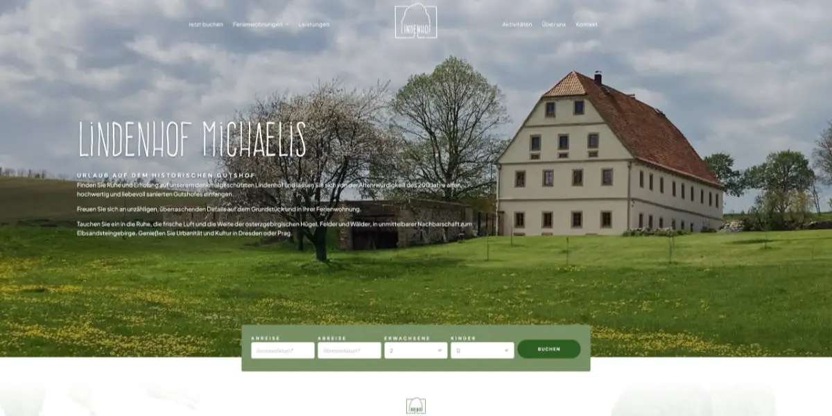 Lindenhof Michaelis – Urlaub auf dem historischen Gutshof – Screenshot Desktop Lindenhof Michaelis - Urlaub auf dem historischen Gutshof